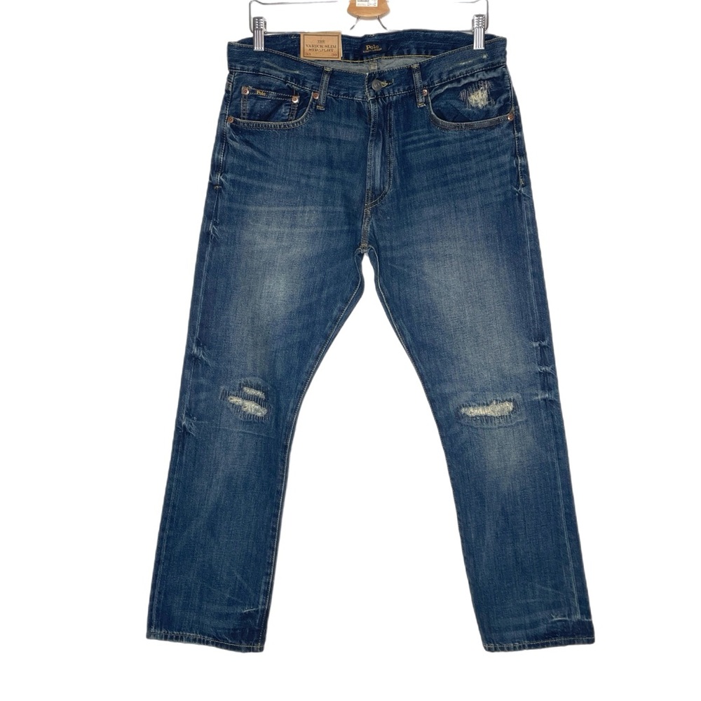 Polo Ralph Lauren Varick Slim Straight Patch Jeans Sz 33x30